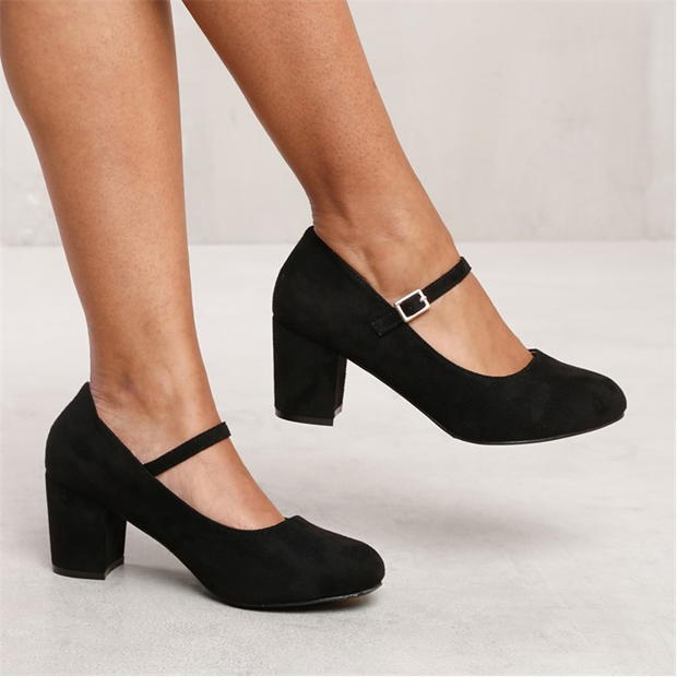 Wheres That From Araceli Block Heel Pumps In Black Suede