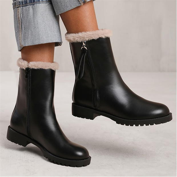 Wheres That From Artic Black Wide Fit Mid Calf Boots