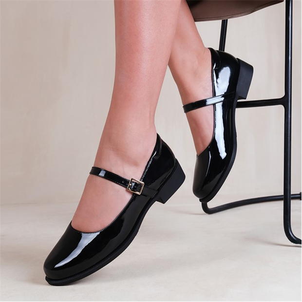 Where’s That From Black Kingston Bucke Detail Low Heel Loafers