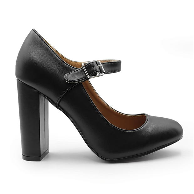 Where’s That From Black Pu Michelle Block High Heel Pump