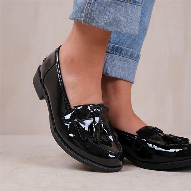 Where’s That From Black Patent Imogen Flatform Slip On Loafers