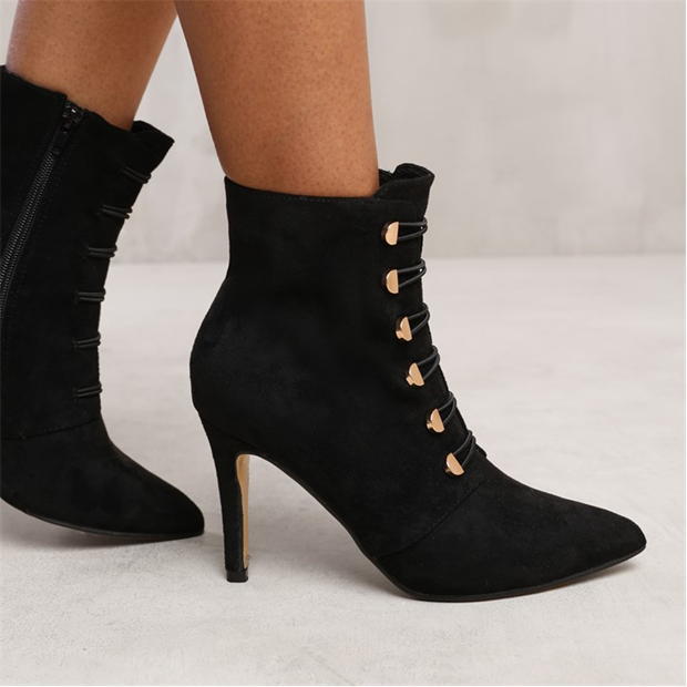 Wheres That From Black Suede Blythe Pointed Toe Ankle Boots