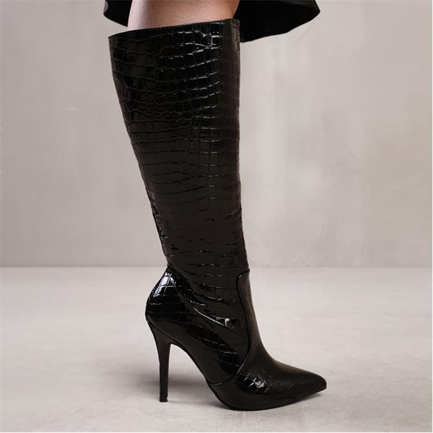 Wheres That From Zoya Wide Calf High Heel Boot In Wide E Fit In Bla