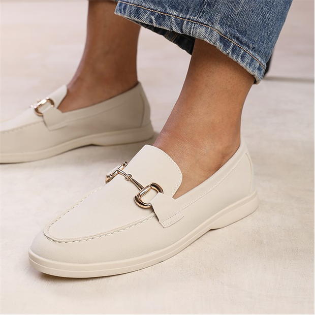 Where’s That From Italy Slip On Loafer With Metal Detailing In Beige