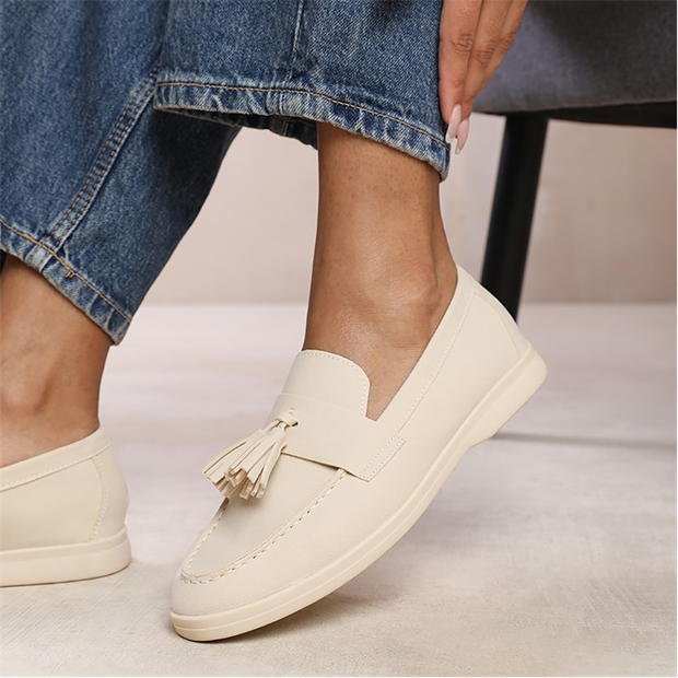 Where’s That From Kenya Slip On Loafer With Tassel Detailing In Beig