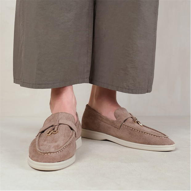 Where’s That From Khaki Suede Pegasus Slip On Trim Loafers