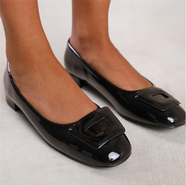 Where’s That From Andorra Wide Fit Flat Ballerina Pump In Black Pate