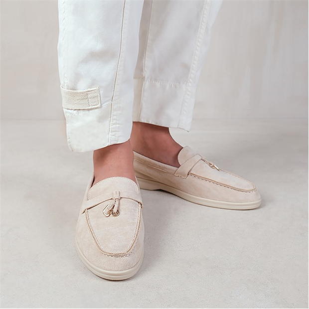 Where’s That From Beige Suede Pegasus Wide-Fit Slip On Loafers