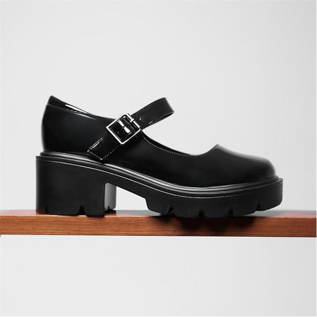 Wheres That From Rylee Chunky Platform Block Heel Retro Shoes In Bl