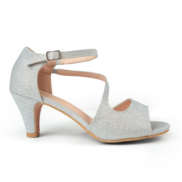 Where’s That From Silver Glitter Beatrice Low Kitten Heels