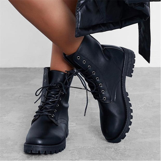 I Saw It First Faux Leather Lace Up Ankle Boots