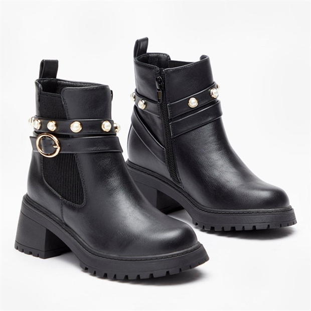 Studio Pearl Detail Strap Ankle Boot