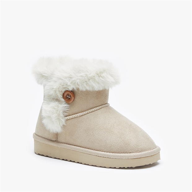 Studio Fur Lined Button Detail Ankle Boot