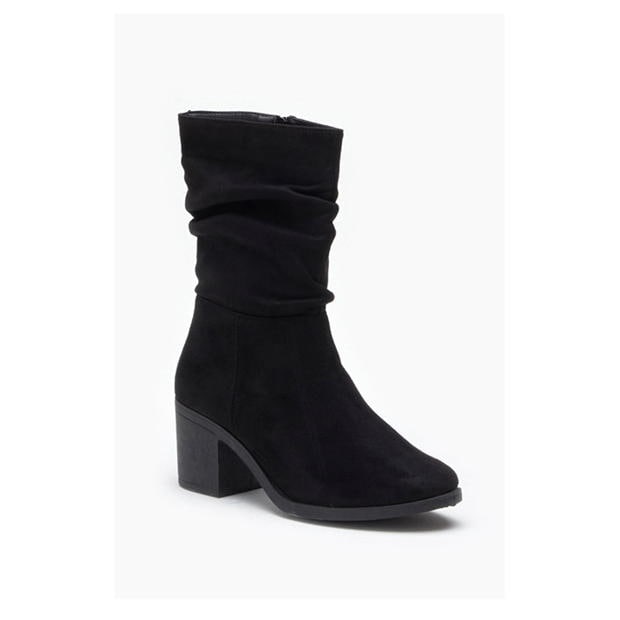 Be You Faux Suede Slouch Block Heel Boot