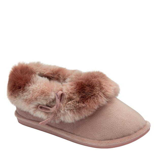 Dunlop Faux Suede Fur Lined Slippers