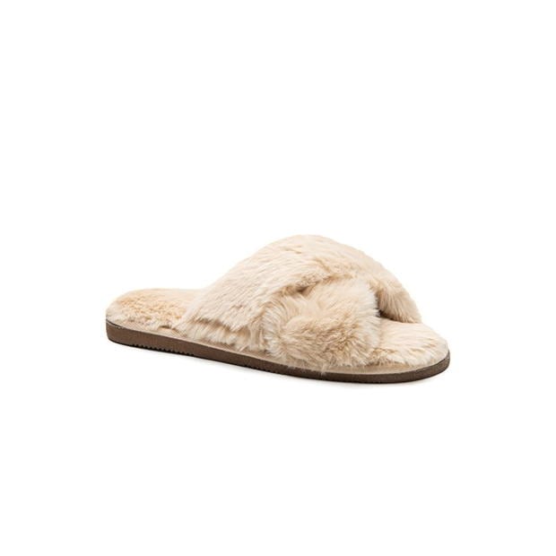 Be You Faux Fur Cross Over Slipper
