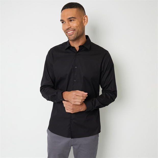 Threadbare Cotton Long Sleeve Shirt With Stretch