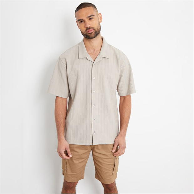 Threadbare Textured Revere Collar Short Sleeve Shirt