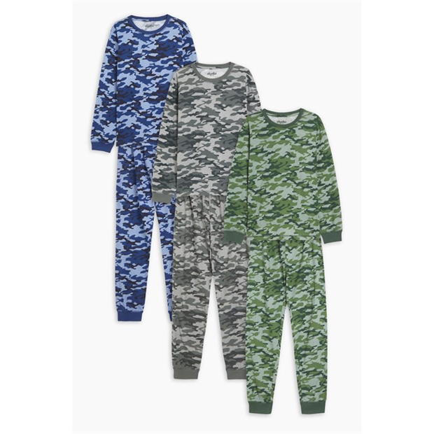Studio Older Boys 3 Pack Camouflage Pyjamas