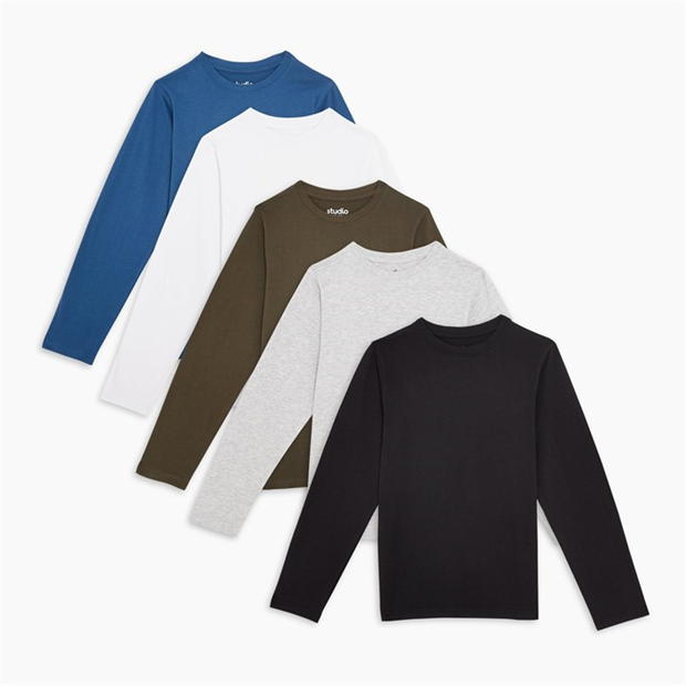 Studio Older Boys 5 Pack Long Sleeve T-Shirts