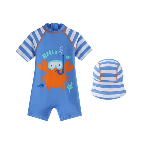 Hello World Baby Boy Sealife Sunsafe And Hat Set