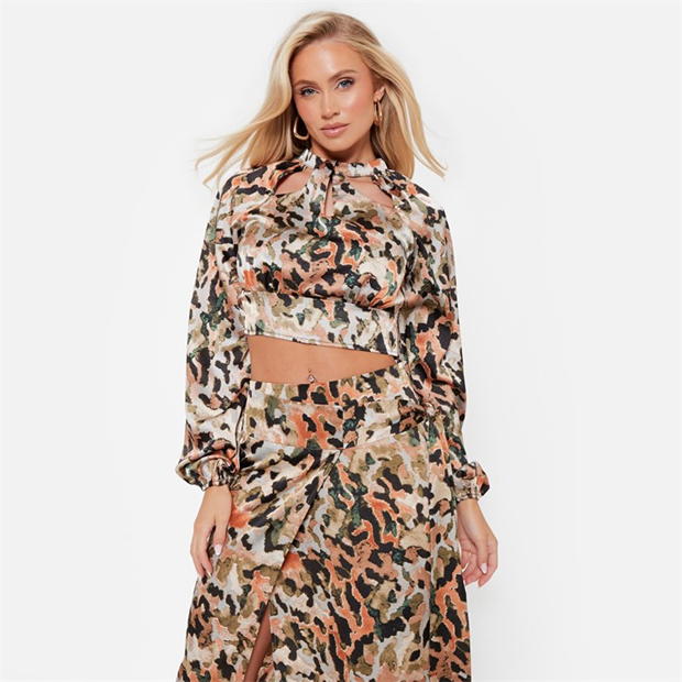 I Saw It First Printed Oversized Satin Shirt Co-Ord