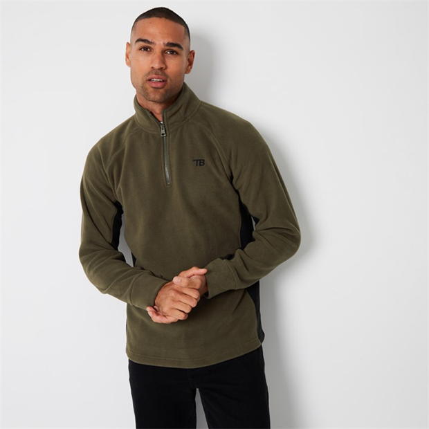 Threadbare Contrast Side Panel Quarter Zip Fleece