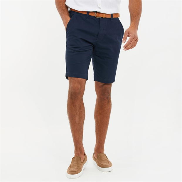 Threadbare Cotton Turn-Up Chino Shorts with Woven Belt