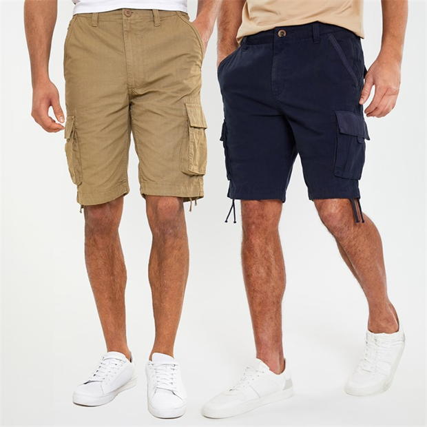 Threadbare 2 Pack Cotton Cargo Shorts