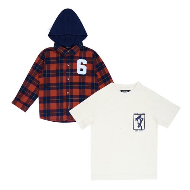 Firetrap Check Hoodie and Shirt Infants