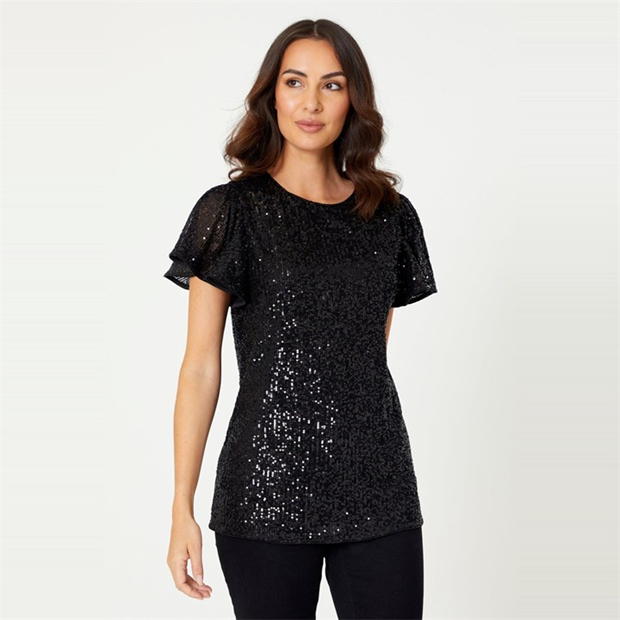 Be You Sequin Angel Sleeve Top