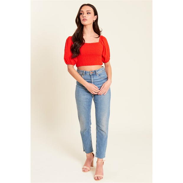 Be You Shirred Crop Top Womens