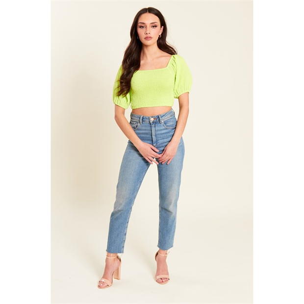 Be You Shirred Crop Top Womens