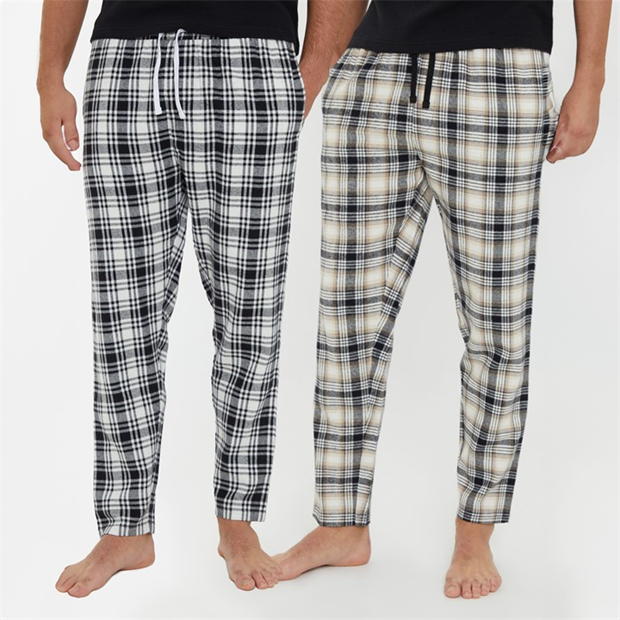 Threadbare 2-Pack Brushed Cotton Flannel Check Lounge Bottoms