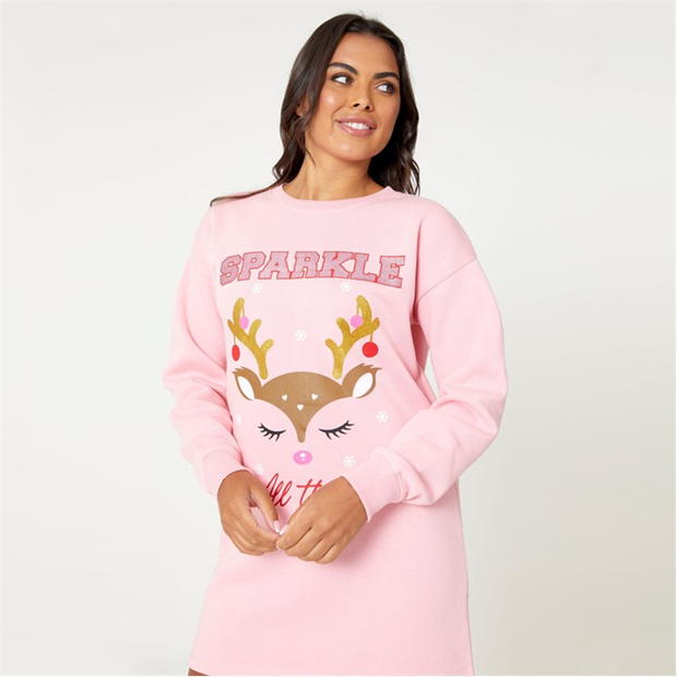 Be You Xmas Sweater Dress Pink