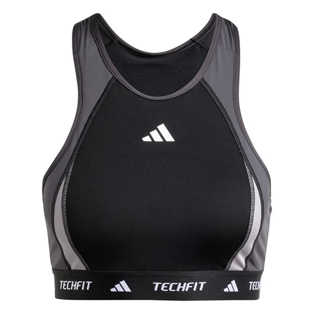 adidas TECHFIT Medium-Support High-Neck Colorblock Bra Womens