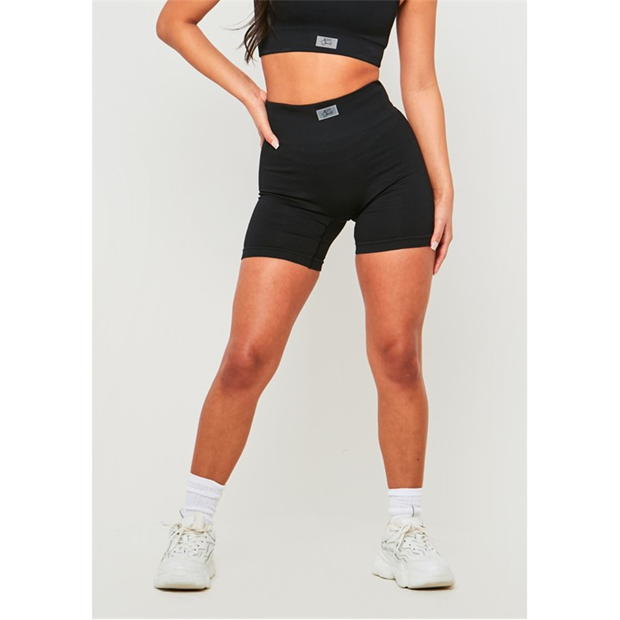 Missy Empire Black Missy Sport Ribbed High Waisted Cycle Short