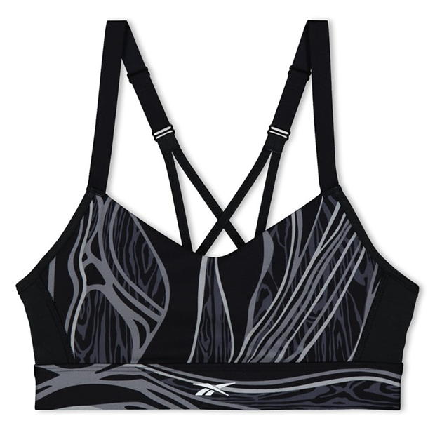 Reebok Lux Strappy Sports Bra Nature Grown Print Womens Medium Impact