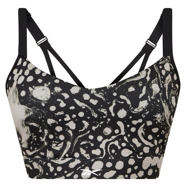 Reebok Lux Strappy Modern Safari Print Sports Bra Womens Medium Impact