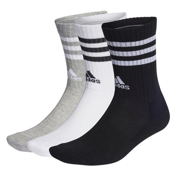 adidas Cushioned 3 Stripe Crew Sock 3 Pack Ladies