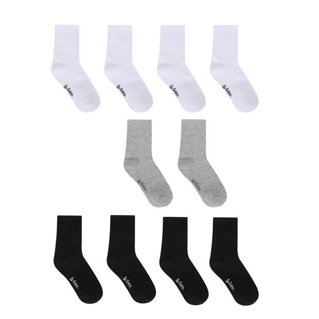 Lee Cooper Back to School Qrtr Sock 10pk Junior