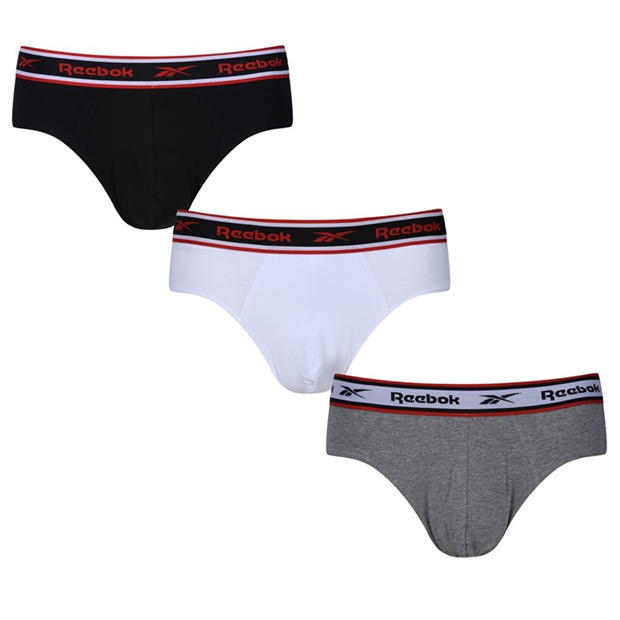 Reebok 3 Pack Cotton Elastane Briefs Mens