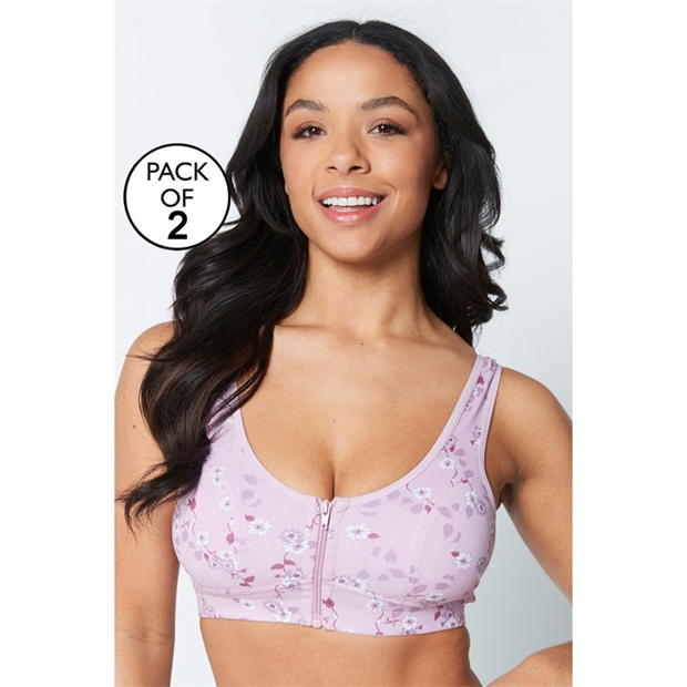 Be You 2 Pack Zip Through Floral Bra