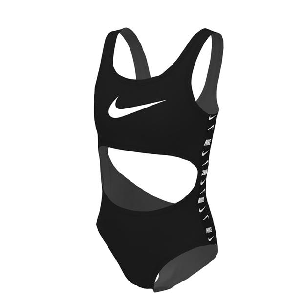 Nike Swimming Icon taped logo cutout swimsuit Juniors