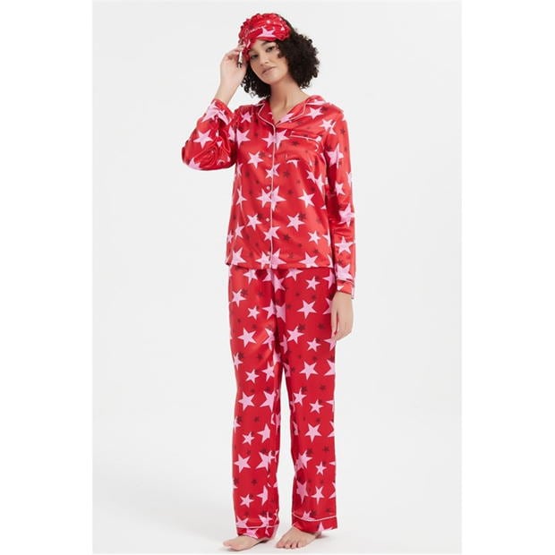 Linea Star Satin Pyjama and Eye Mask Set