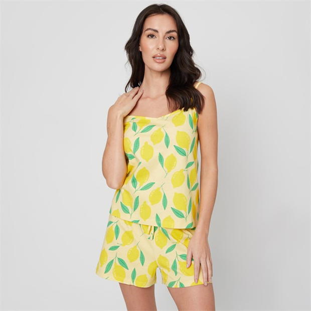 Be You Jersey Lemon Printed Cami Shortie Pyjama Set