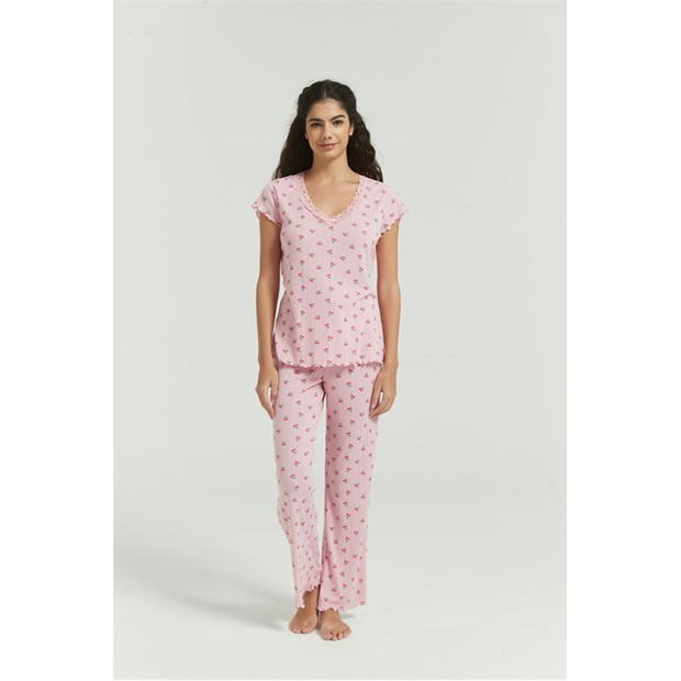 Be You Pointelle Cherry Print Pyjama Set