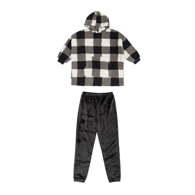 Firetrap Boys Check Borg Hoodie and Pant Set