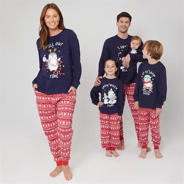 Linea Ladies Family Christmas Penguin Pyjama Set