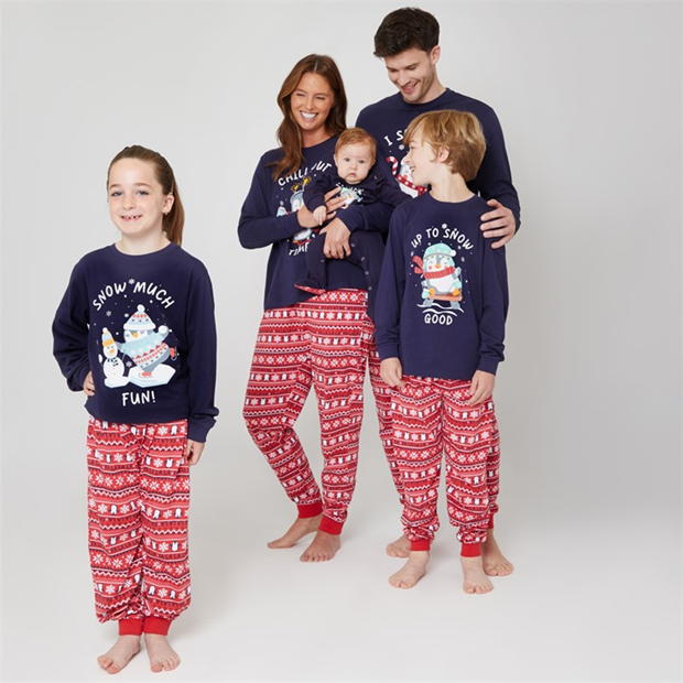 Linea Unisex Kids Family Christmas Penguin Pyjama Set